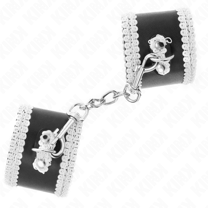 Black wrist rest with white lace decoration adjustable 20-23 cm x 5.5 cm