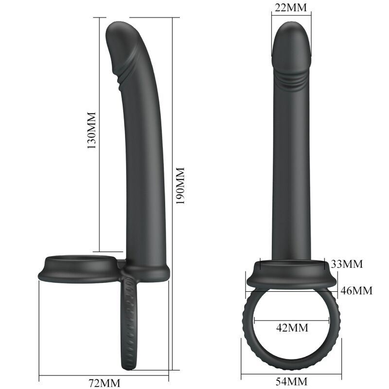 Dillion double penetration double penal ring black