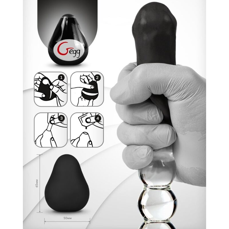 Black Reusable Textured Masturbator Egg