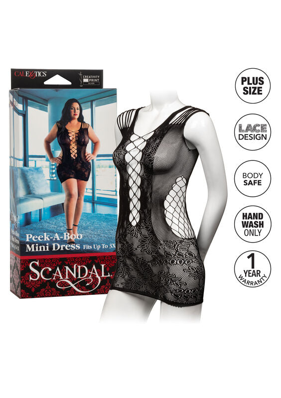 Plus size peek-a-boo mini dress