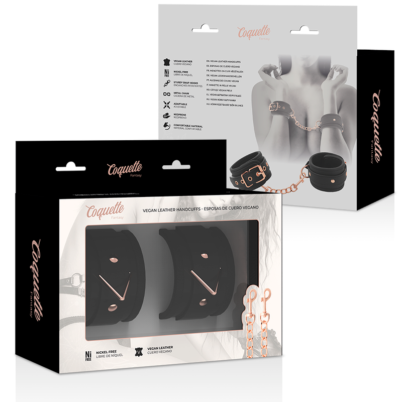 Fantasy handcuffs in vegan leather with neoprene lining