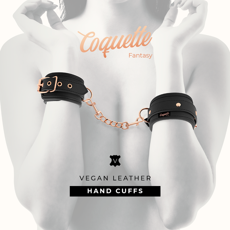 Fantasy handcuffs in vegan leather with neoprene lining