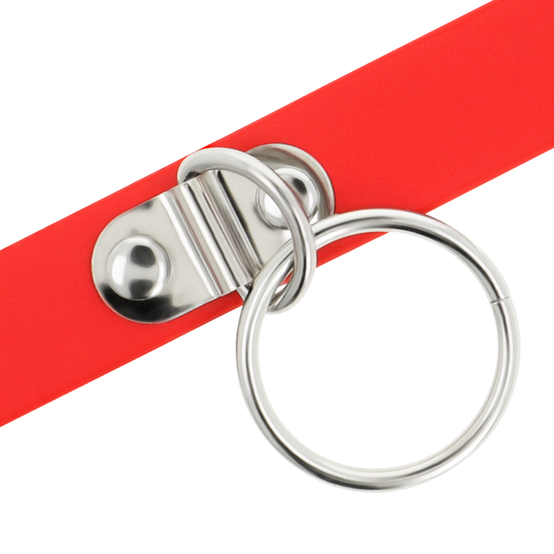 Red vegan leather necklace for women, fetish accessory