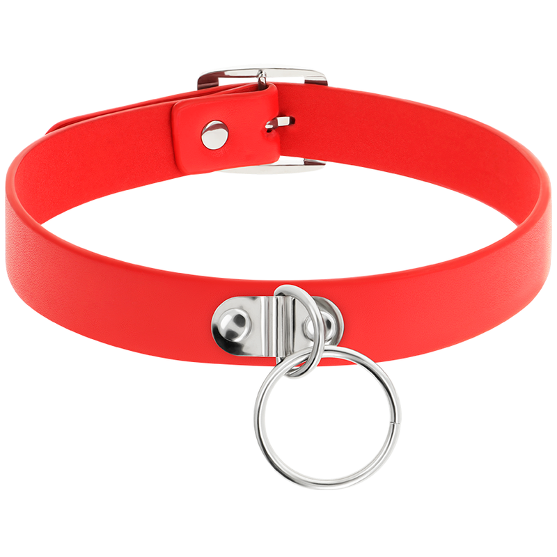 Red vegan leather necklace for women, fetish accessory