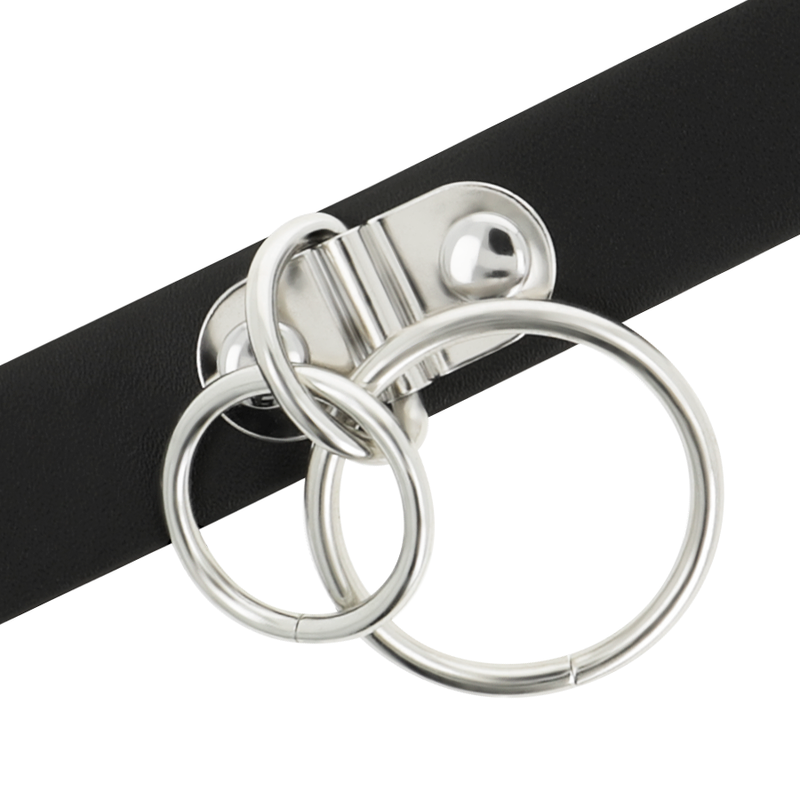 Vegan leather double ring choker