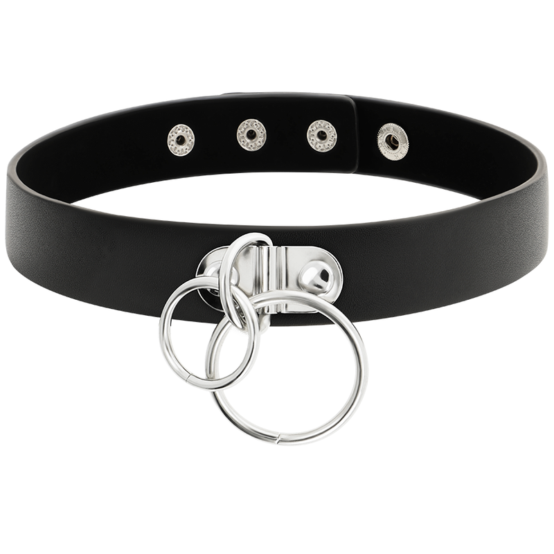 Vegan leather double ring choker