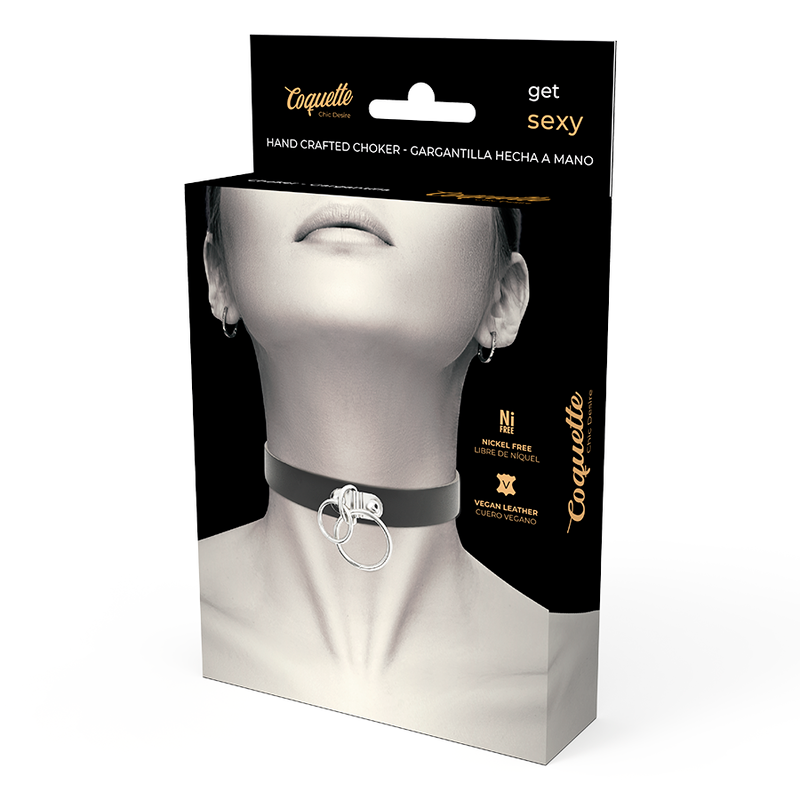Vegan leather double ring choker