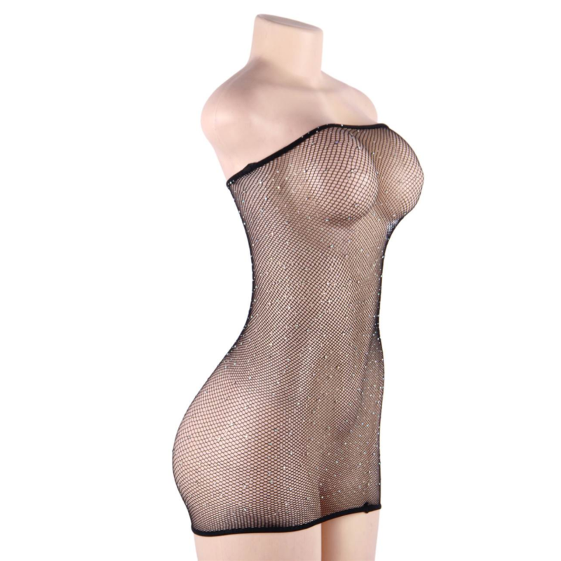 Robe corps en filet avec diamants s/l