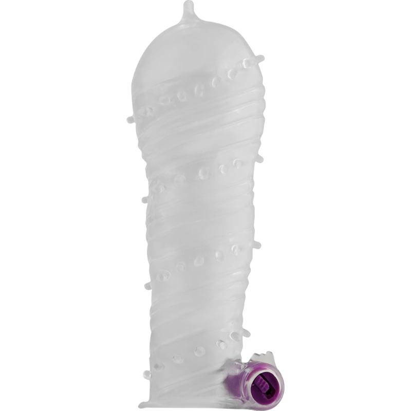 Textured Penis Sheath with Large Dot Vibrating Bullet