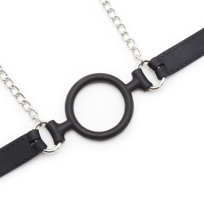 Ring gag with chains and telenol clamps