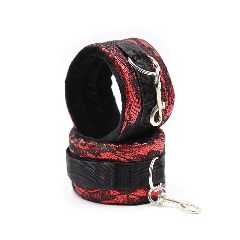 Velvet handcuffs with nylon ribbon