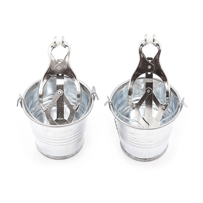 Ohmama fetish nipple clamps with buckets
