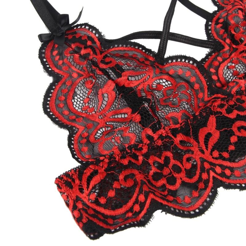 Two-piece lace top and panties set s/m
