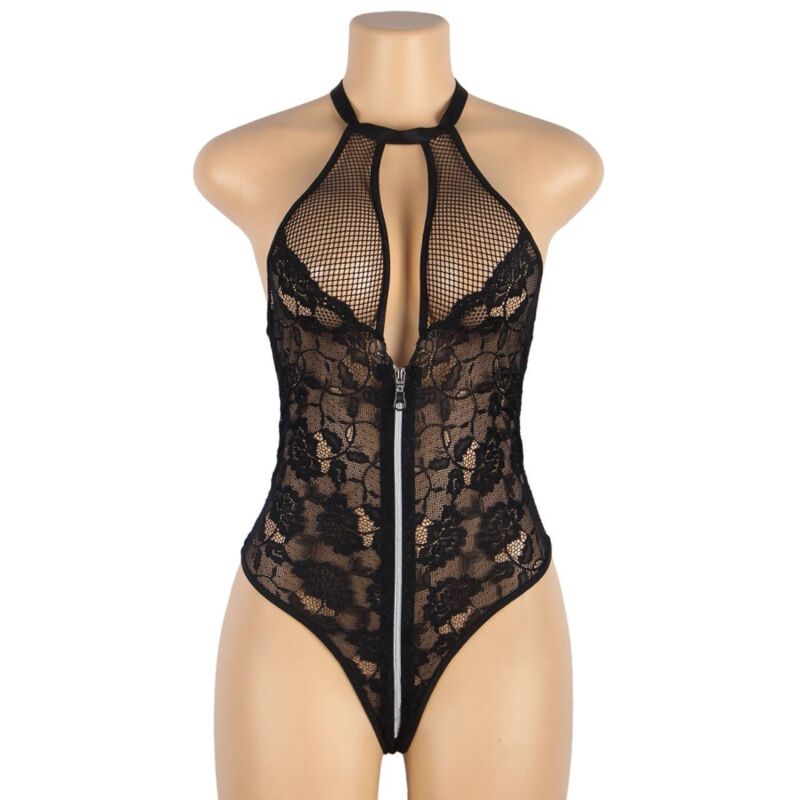 Floral lace zipper teddy s/m