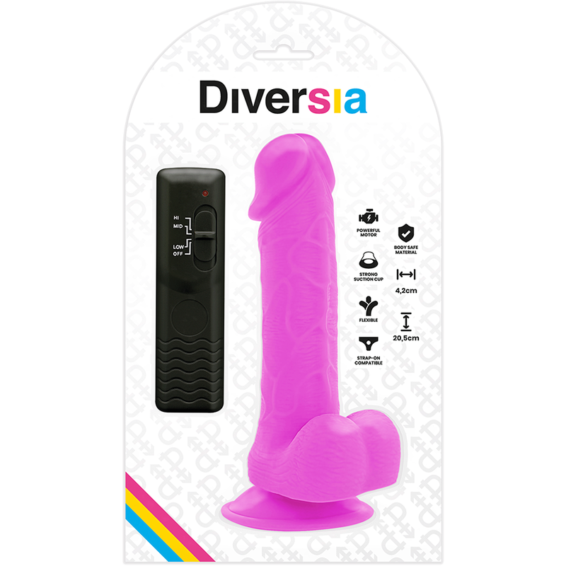 Purple flexible vibrating dildo 20.5 cm -o- 4.2 cm