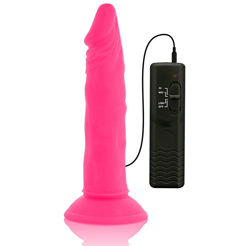 Soft dildo with pink vibration 23 cm -o- 4.3 cm