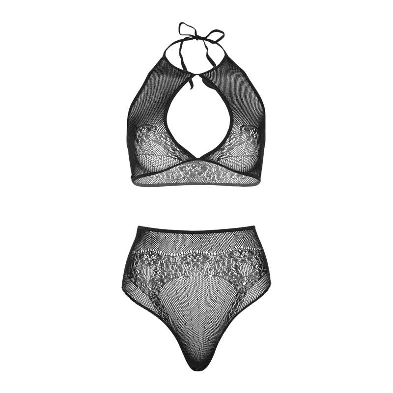Two-piece set halter crop top &amp; thong panties one size