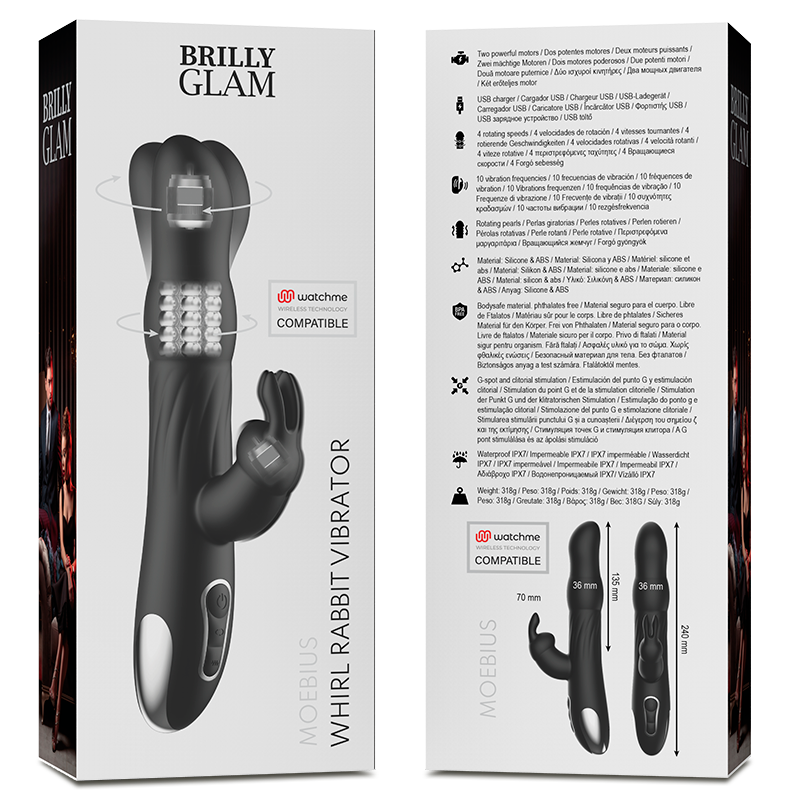 Brilly Glam Moebius Rabbit Vibrator and Rotator Compatible with WatchMe Wireless Technology