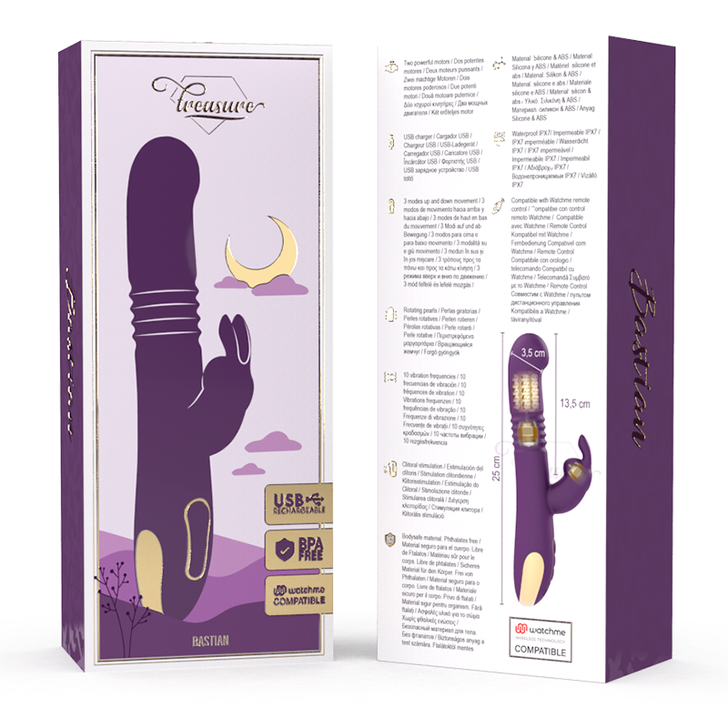 Bastian rabbit up &amp; down, rotator and vibrator compatible with watchme wireless technology