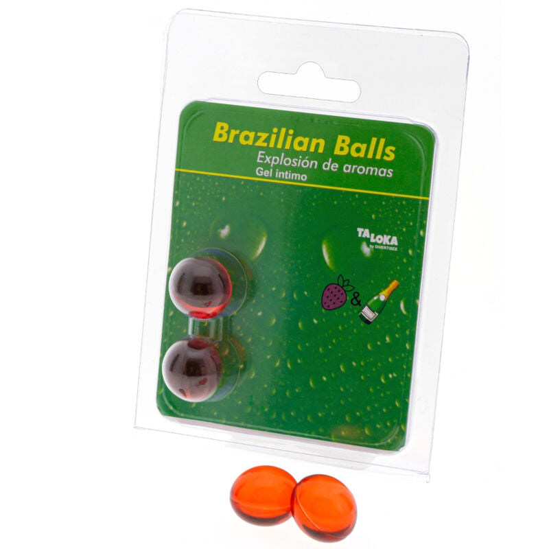 2 boules brésiliennes gel intime fraises & champagne