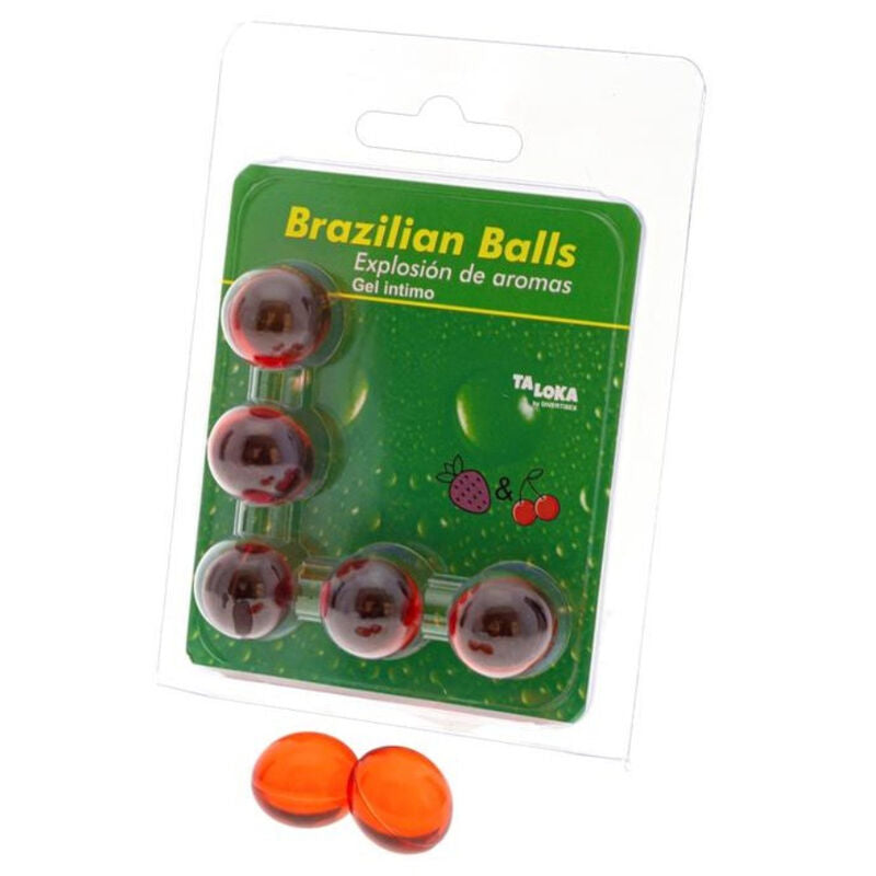 5 boules brésiliennes gel intime fraise & cerise