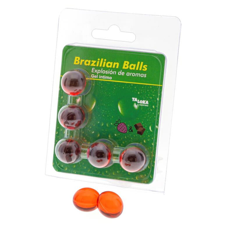 5 boules brésiliennes gel intime fraise & chocolat