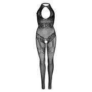 Seamless fishnet bodystocking one size - black