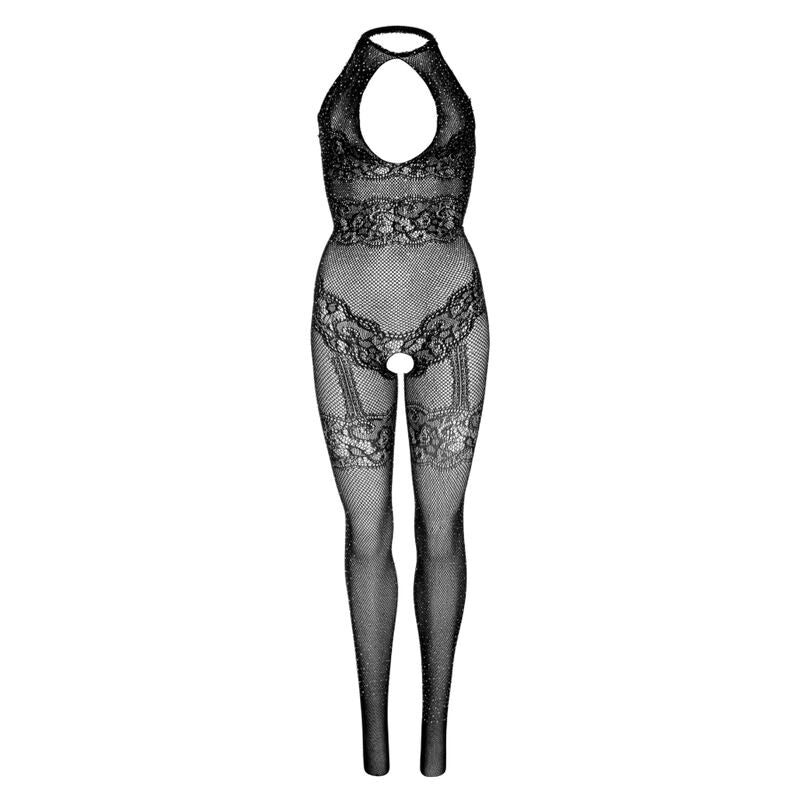Seamless fishnet bodystocking one size - black