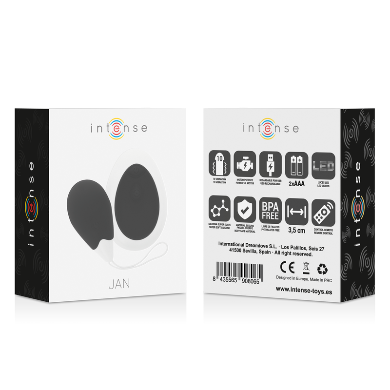 Jan vibrating egg with remote control, black