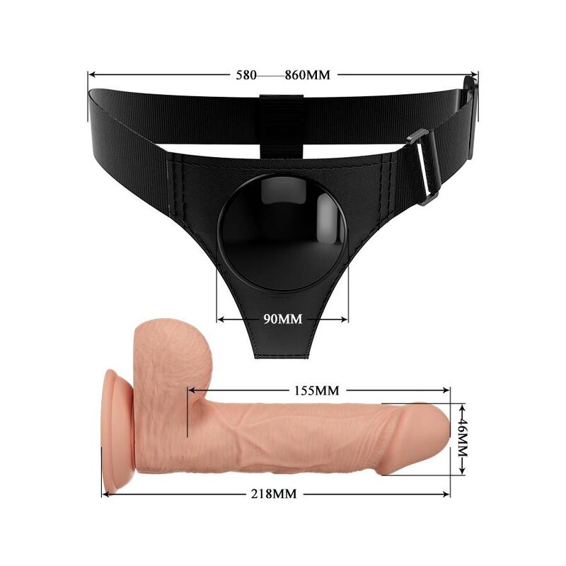 Brief harness universal harness with dildo jerry 21.8 cm natural