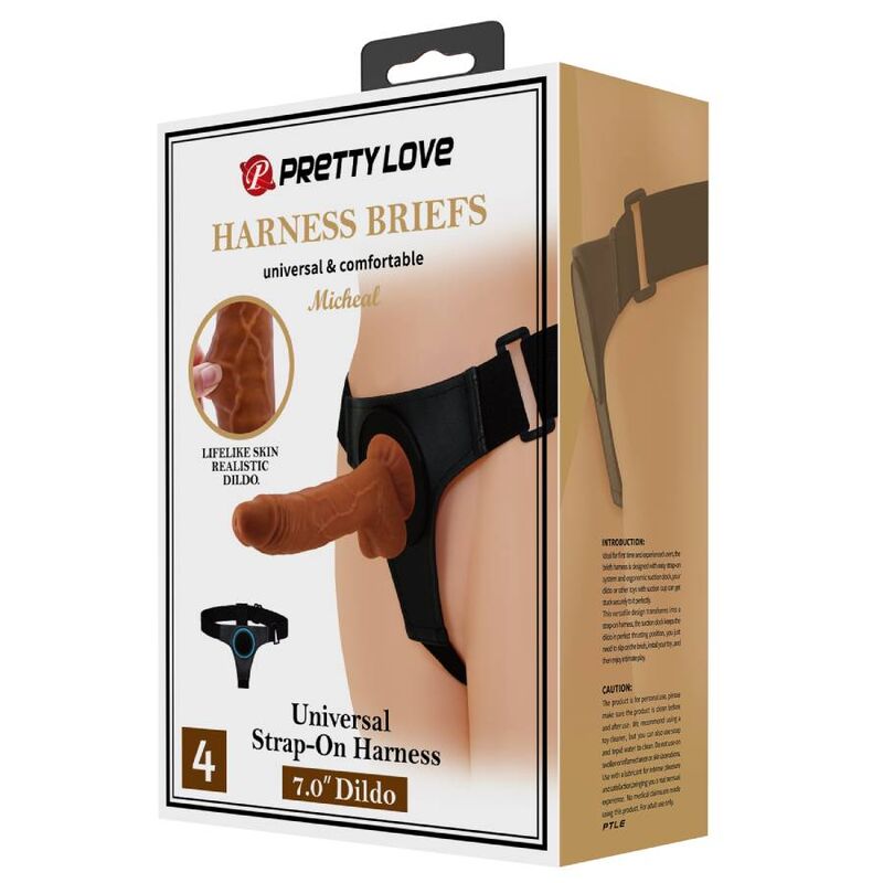 Brief harness universal harness with dildo micheal 20 cm black