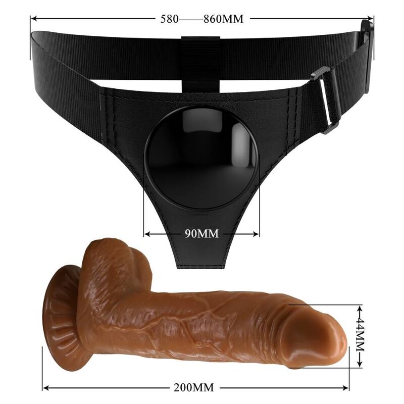 Brief harness universal harness with dildo micheal 20 cm black