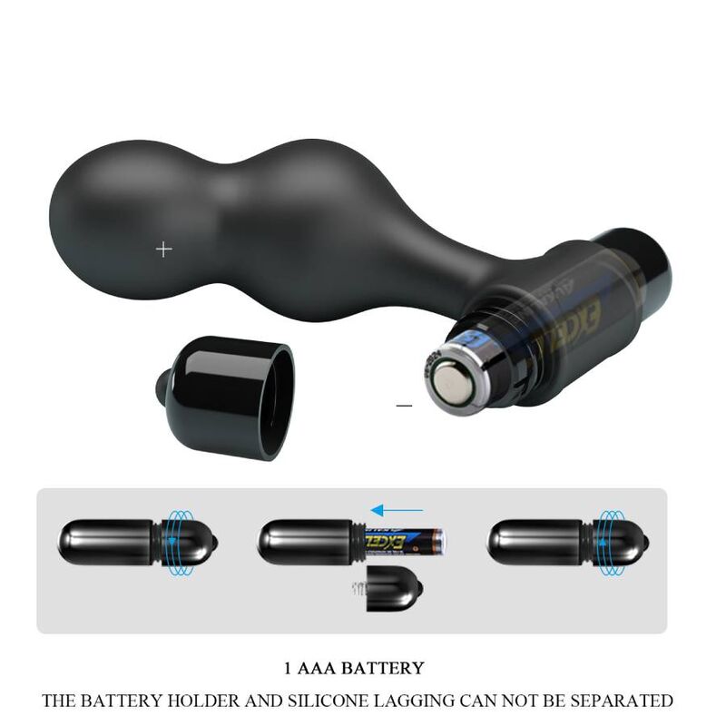 Black silicone vibrating anal plug
