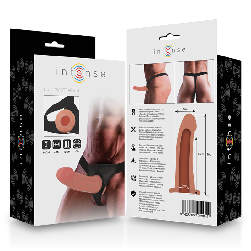 Harnais creux avec gode 16 x 3 cm
