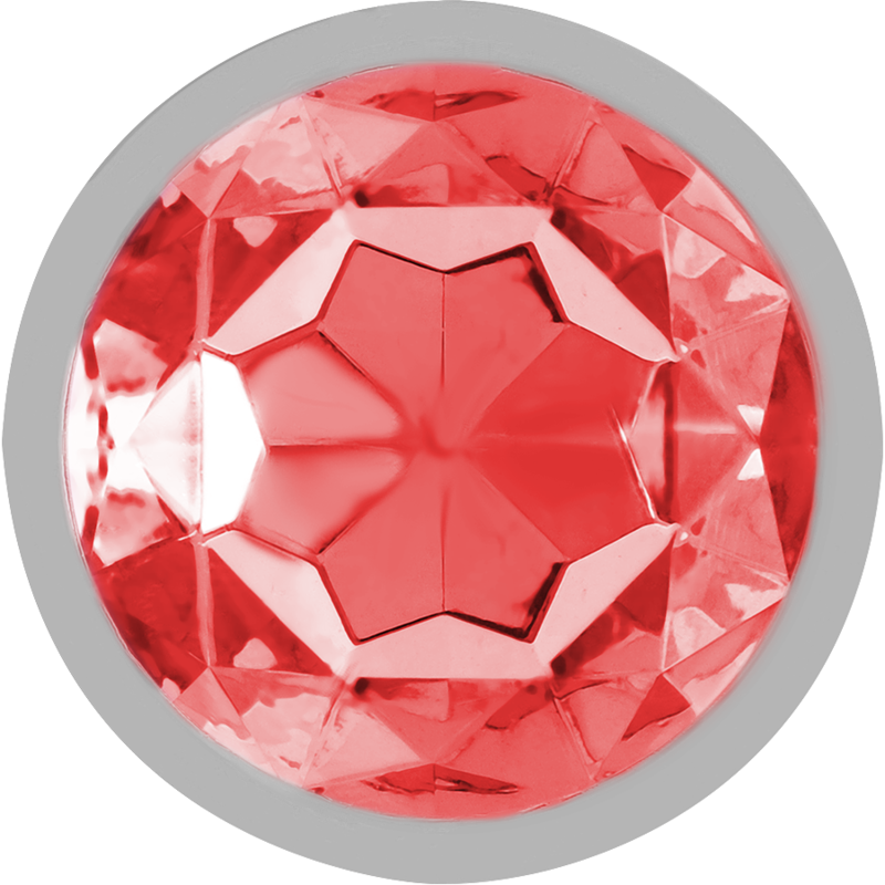 Aluminum metal anal plug with red crystal size L