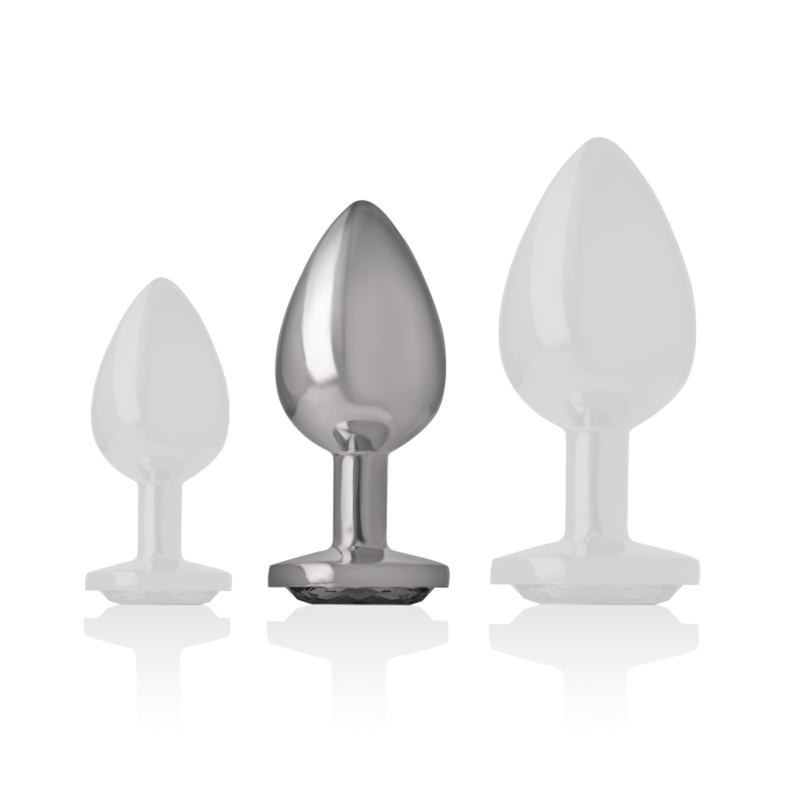Aluminum metal anal plug with black glass size M