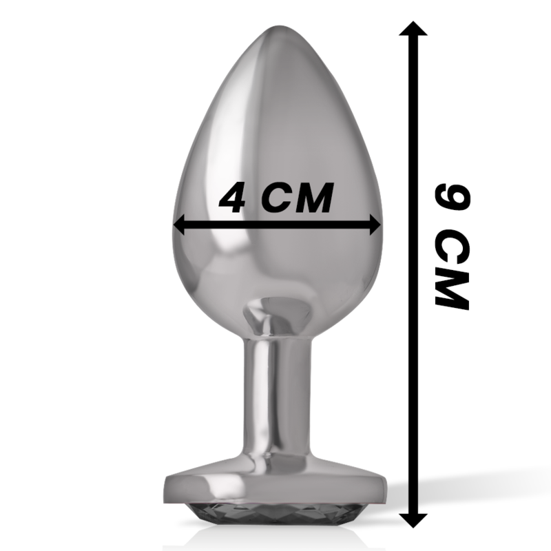 Aluminum metal anal plug with black glass size L