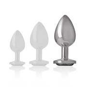 Aluminum metal anal plug with black glass size L
