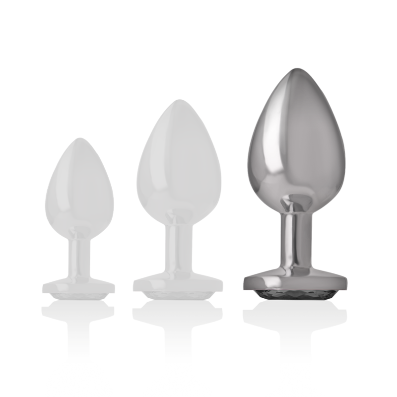 Aluminum metal anal plug with black glass size L