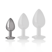 Aluminum metal anal plug with silver crystal size S