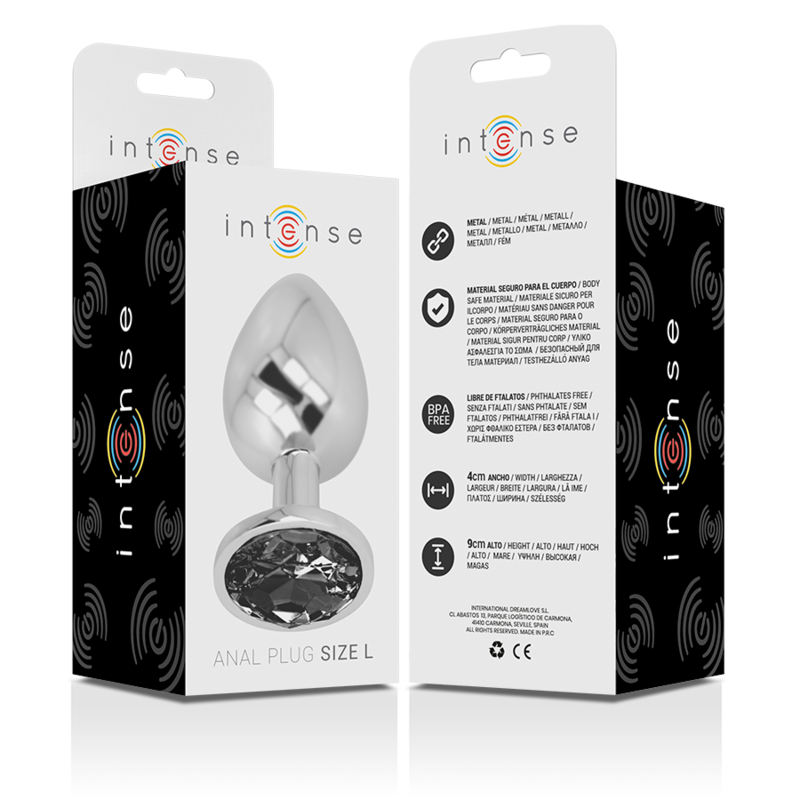 Aluminum metal anal plug with black glass size L