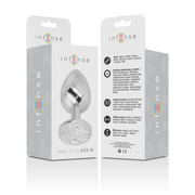 Aluminum metal anal plug with silver crystal size M
