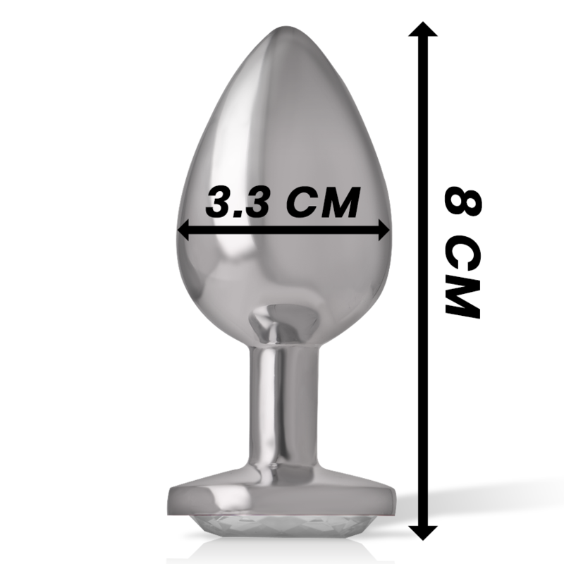 Aluminum metal anal plug with silver crystal size M