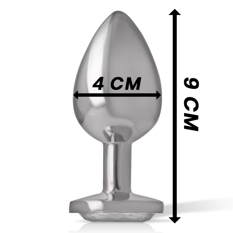 Aluminum metal anal plug with silver crystal size L