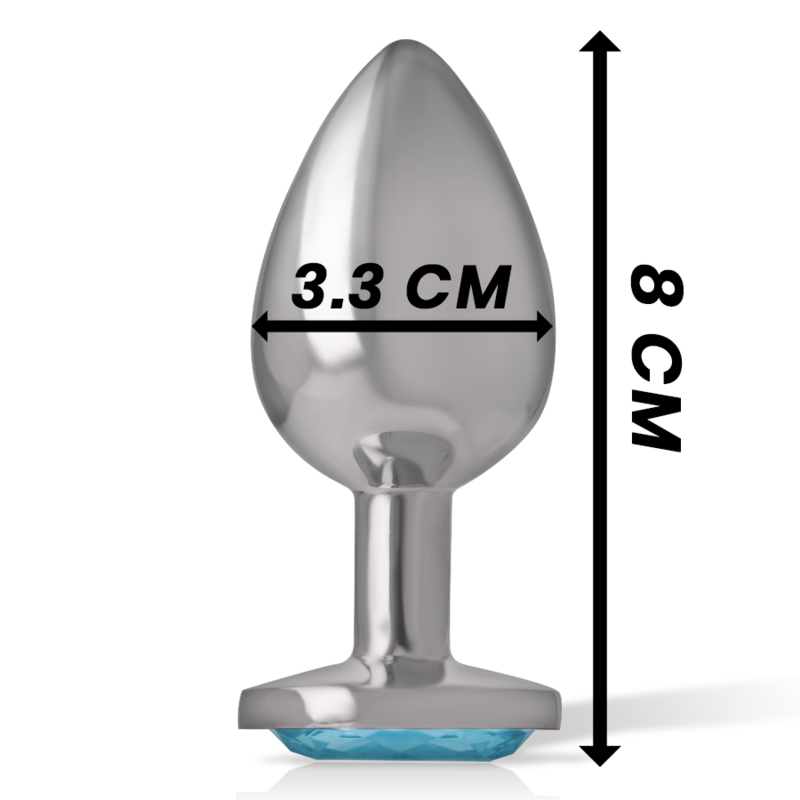 Aluminum metal anal plug with blue glass size M