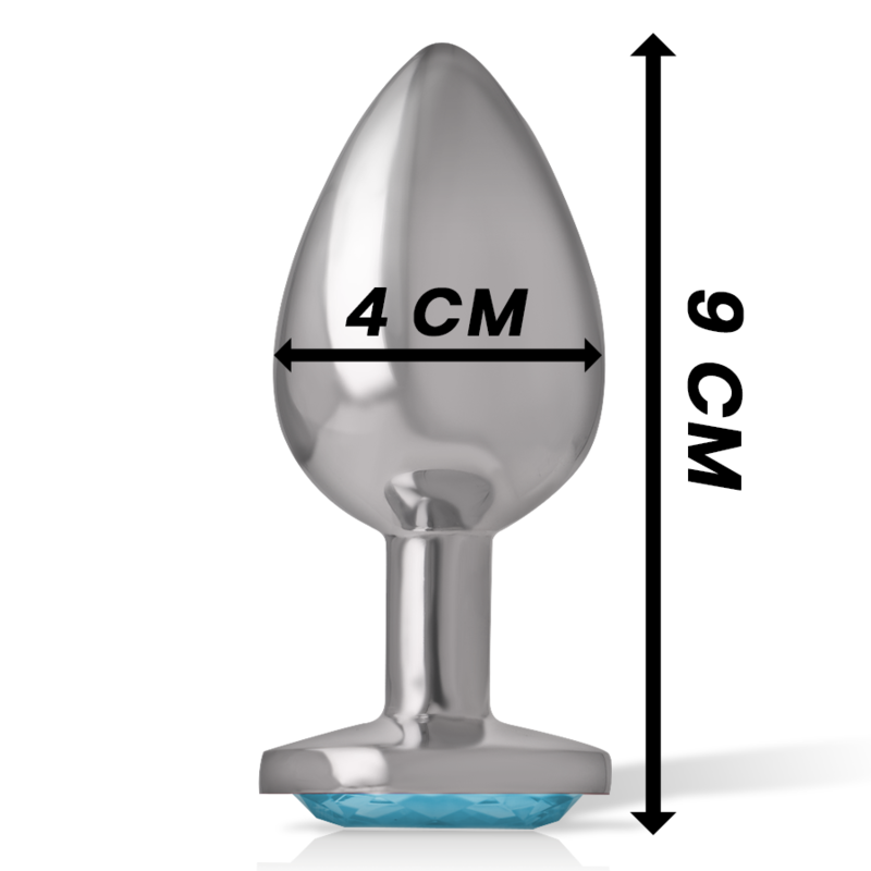 Aluminum metal anal plug with blue crystal size L