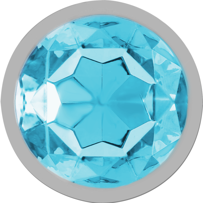 Aluminum metal anal plug with blue crystal size L