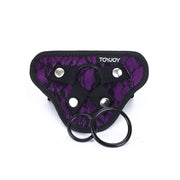 Purple strap-on lace harness