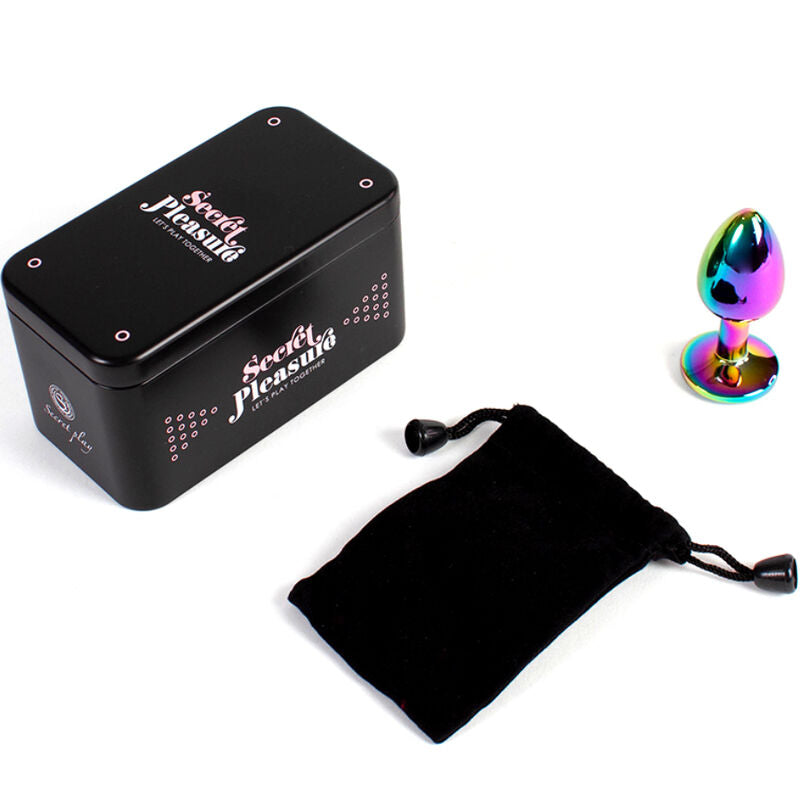 Rainbow metal anal plug small size 7 cm