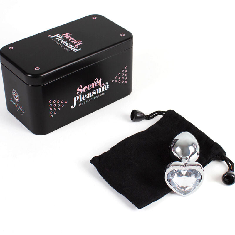 Small Clear Crystal Heart Metal Anal Plug 7cm